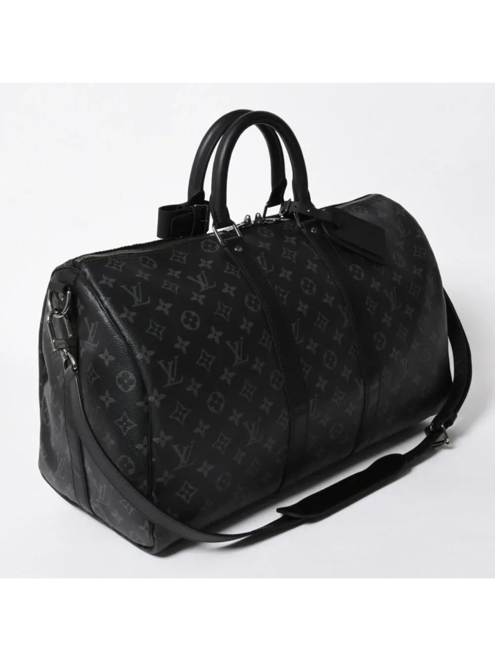 Louis Vuitton Keepall Bandouliere 45 Monogram Eclipse Canvas Black Leather